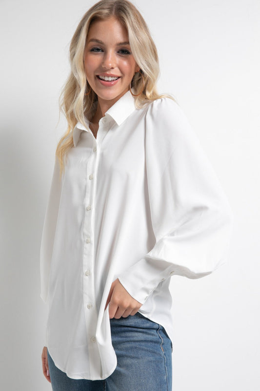 Classic White Button Down Blouse